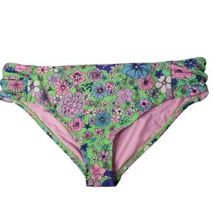 Macy's Salt Cove Floral Hippie Cottage Spring Rouched Bikini Bottoms 16/18 NWT